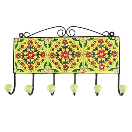 Pea Green Flower Ceramic Tile Hook Online